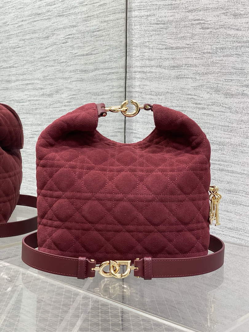 Dior Bucket Bag - Red Macrocannage Suede Goatskin M1538 - Default Title - View 6