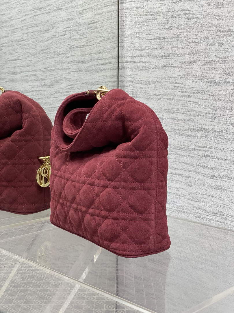 Dior Bucket Bag - Red Macrocannage Suede Goatskin M1538 - Default Title - View 7