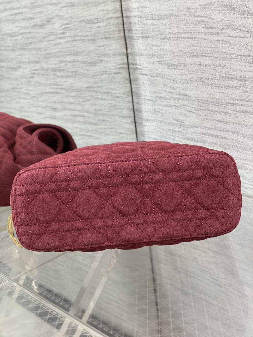 Dior Bucket Bag - Red Macrocannage Suede Goatskin M1538 - Default Title - View 8