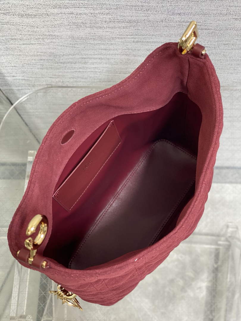 Dior Bucket Bag - Red Macrocannage Suede Goatskin M1538 - Default Title - View 9