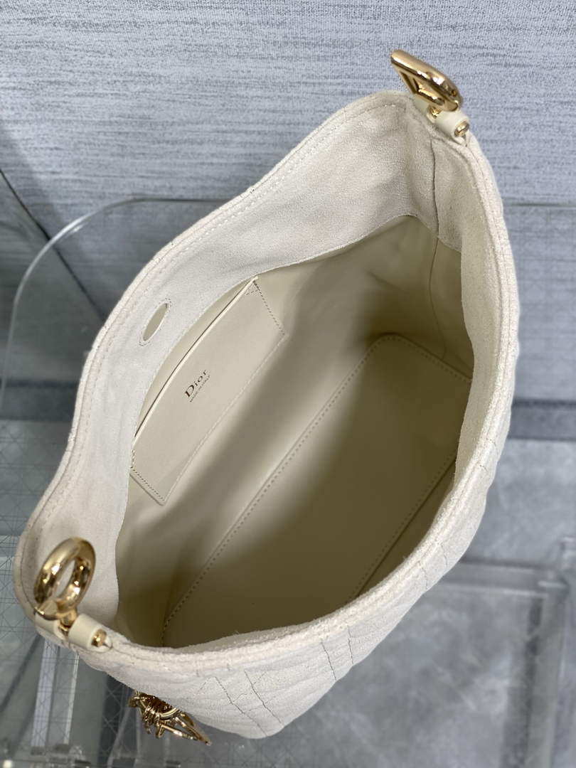Dior Bucket Bag - Beige Macrocannage Suede Goatskin M1538 - Default Title - View 9