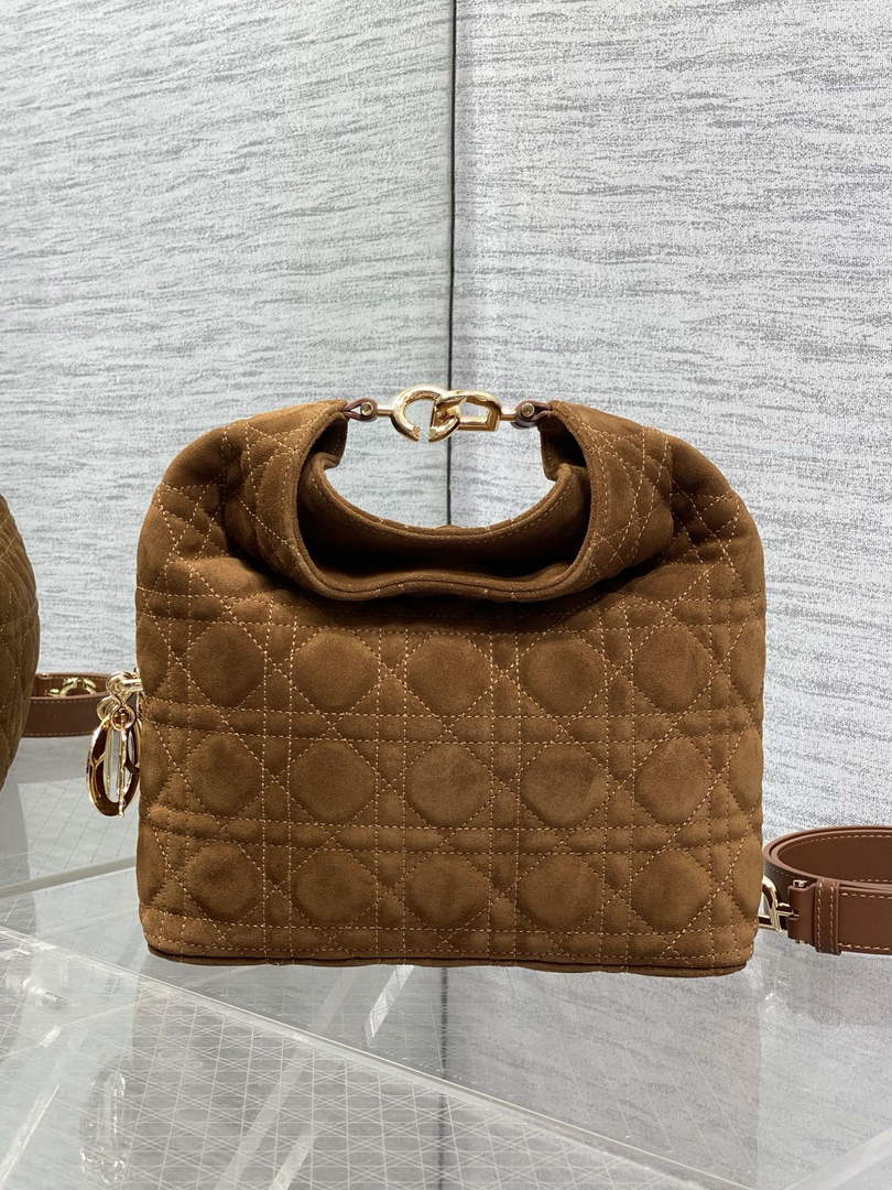 Dior Bucket Bag - Brown Macrocannage Suede Goatskin M1538 - Default Title - View 2