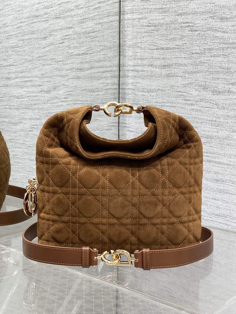 Dior Bucket Bag - Brown Macrocannage Suede Goatskin M1538 - Default Title - View 3