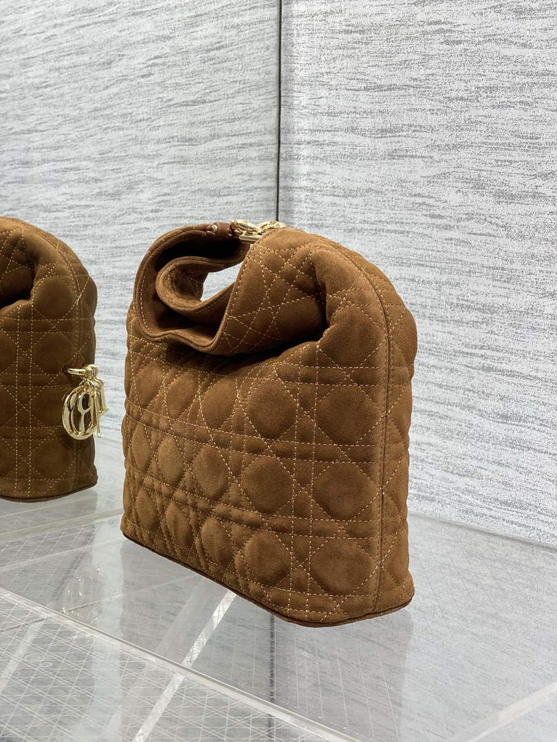 Dior Bucket Bag - Brown Macrocannage Suede Goatskin M1538 - Default Title - View 7