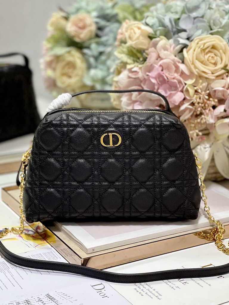 Dior Caro D-Cosy Mini Bag S2169 Black Supple Cannage Calfskin