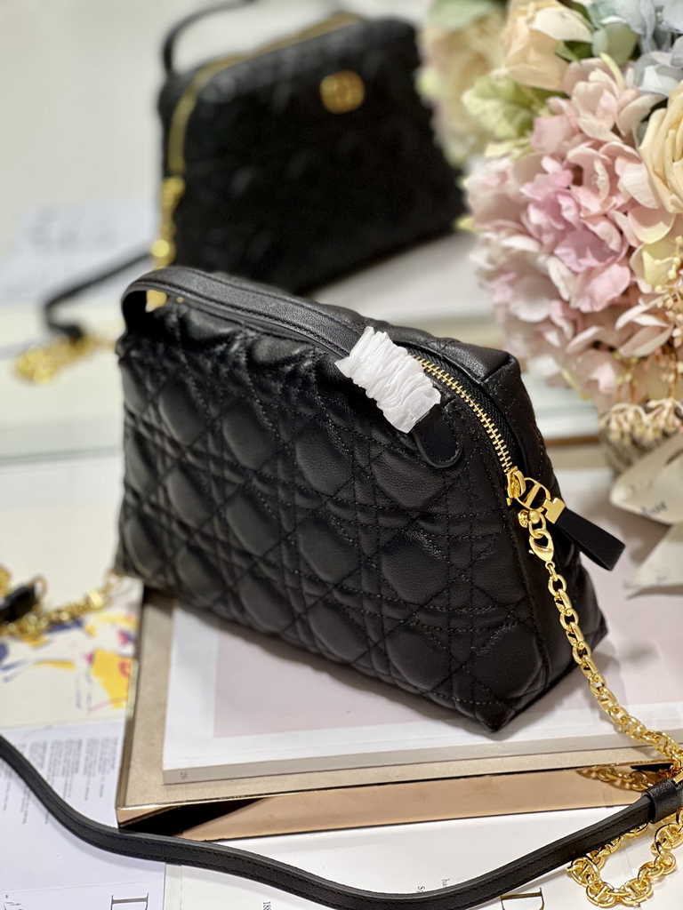 Dior Caro D-Cosy Mini Bag S2169 Black Supple Cannage Calfskin