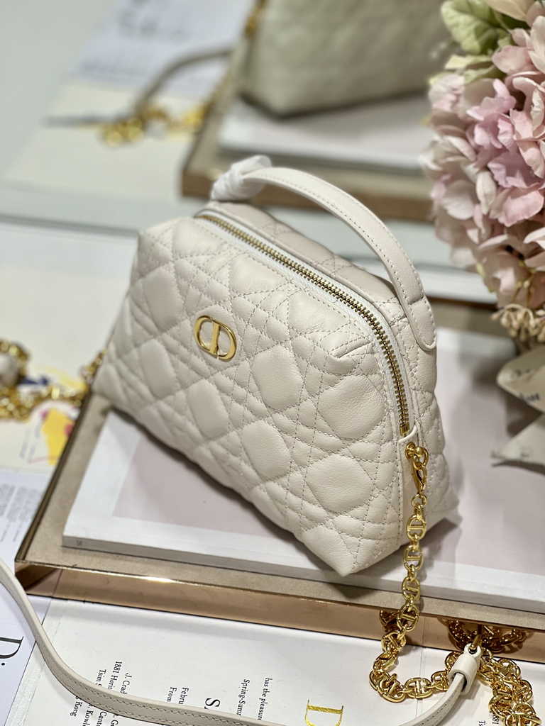 Dior Caro D-Cosy Mini Bag S5163 Beige Supple Cannage Calfskin - Default Title - View 3