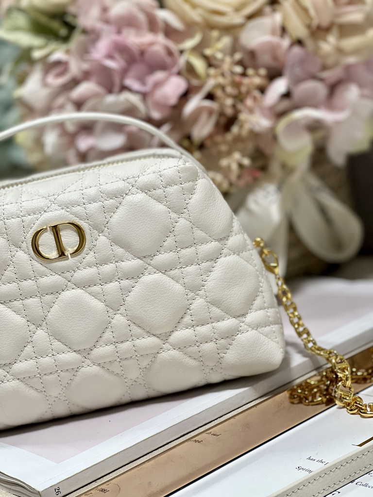 Dior Caro D-Cosy Mini Bag S5163 Beige Supple Cannage Calfskin - Default Title - View 4