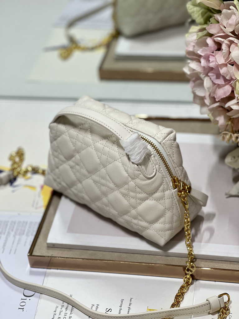 Dior Caro D-Cosy Mini Bag S5163 Beige Supple Cannage Calfskin - Default Title - View 6