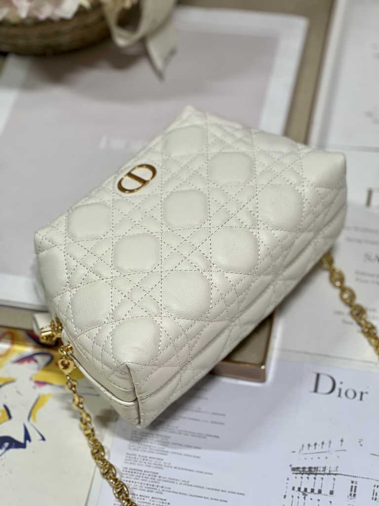 Dior Caro D-Cosy Mini Bag S5163 Beige Supple Cannage Calfskin - Default Title - View 7