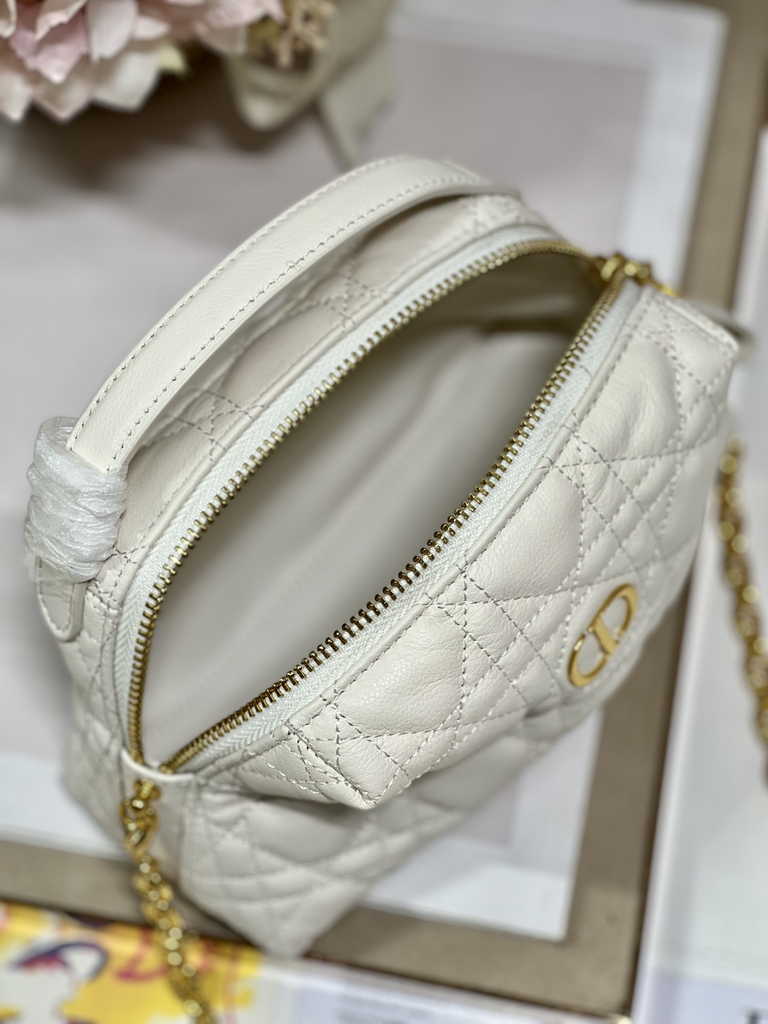 Dior Caro D-Cosy Mini Bag S5163 Beige Supple Cannage Calfskin - Default Title - View 8