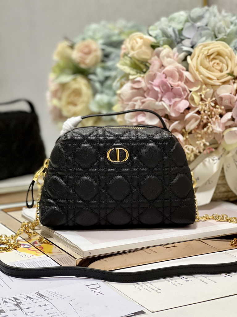 Dior Caro D-Cosy Mini Bag S5163 Black Supple Cannage Calfskin
