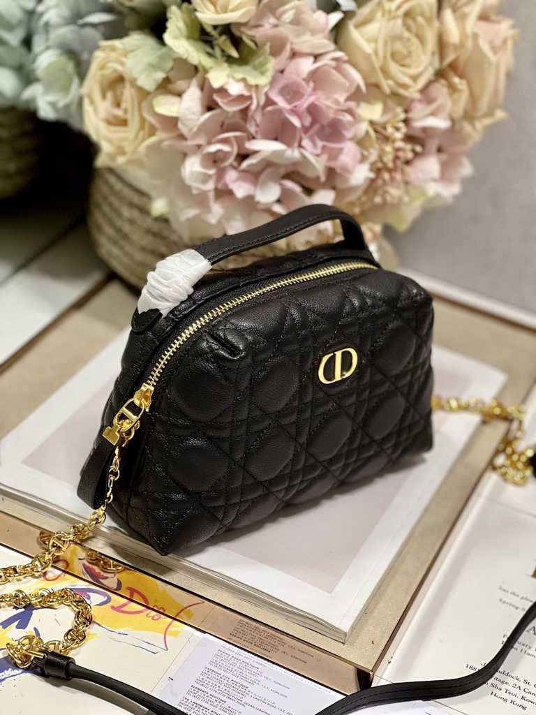 Dior Caro D-Cosy Mini Bag S5163 Black Supple Cannage Calfskin
