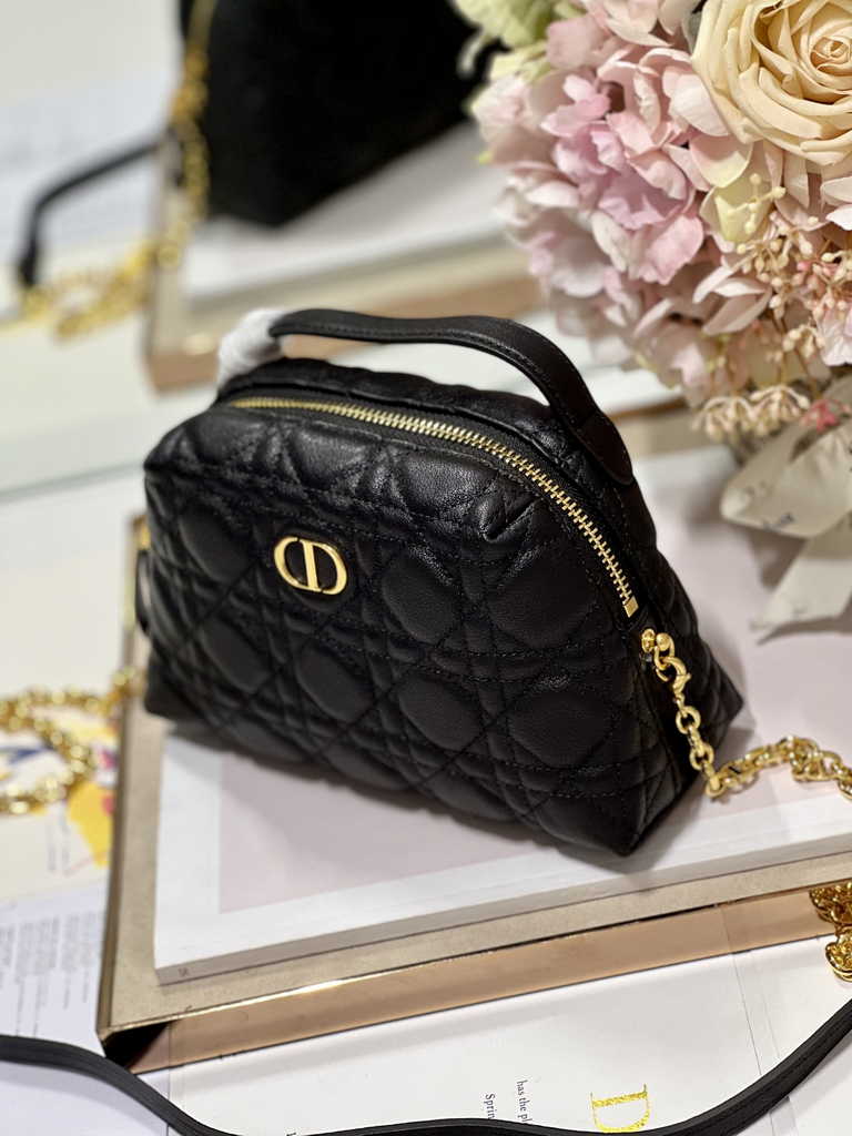 Dior Caro D-Cosy Mini Bag S5163 Black Supple Cannage Calfskin
