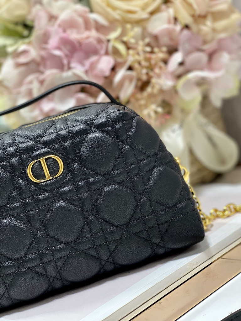 Dior Caro D-Cosy Mini Bag S5163 Black Supple Cannage Calfskin