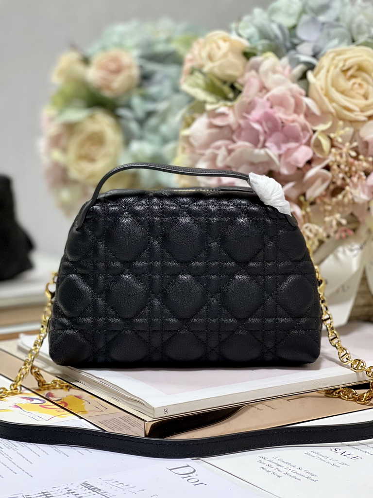 Dior Caro D-Cosy Mini Bag S5163 Black Supple Cannage Calfskin