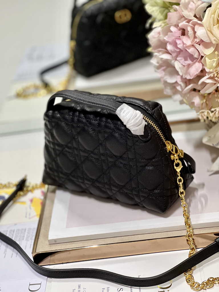 Dior Caro D-Cosy Mini Bag S5163 Black Supple Cannage Calfskin