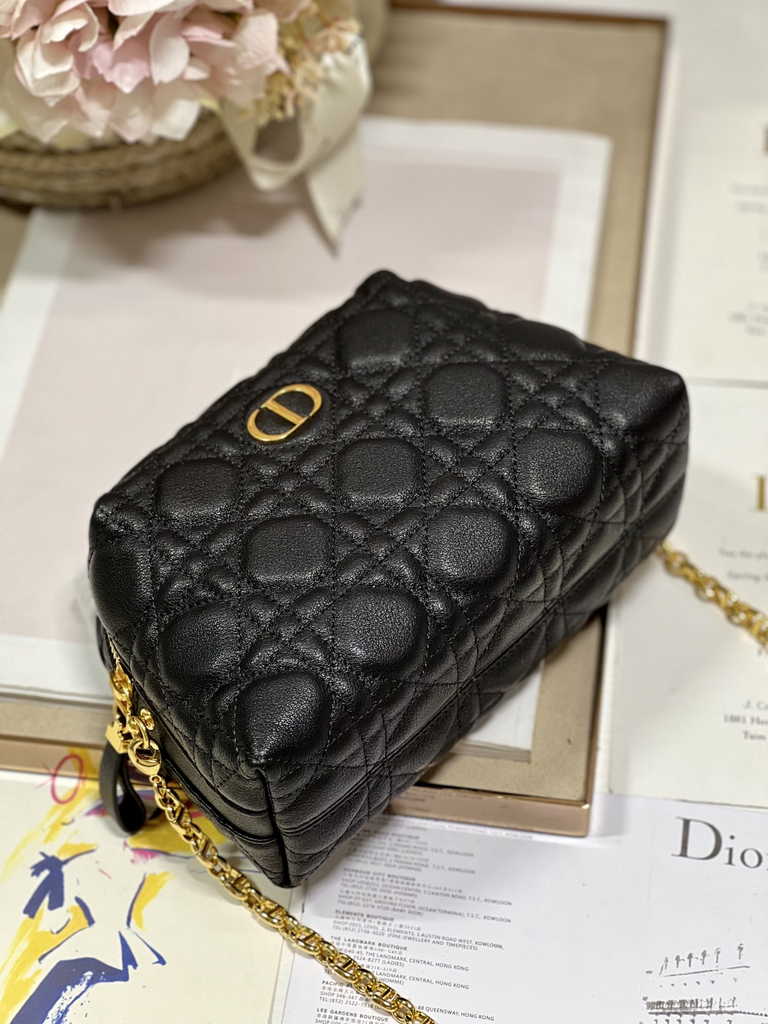 Dior Caro D-Cosy Mini Bag S5163 Black Supple Cannage Calfskin