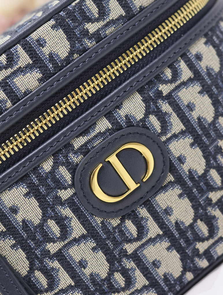 Dior Caro Small Vanity Case S5196 Blue Dior Oblique Jacquard