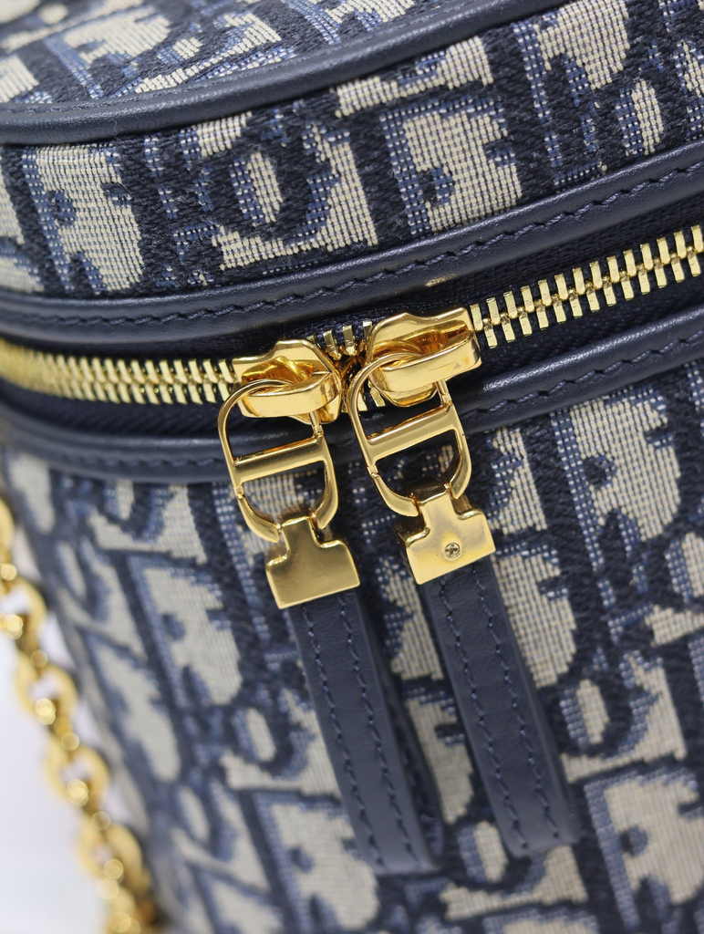 Dior Caro Small Vanity Case S5196 Blue Dior Oblique Jacquard