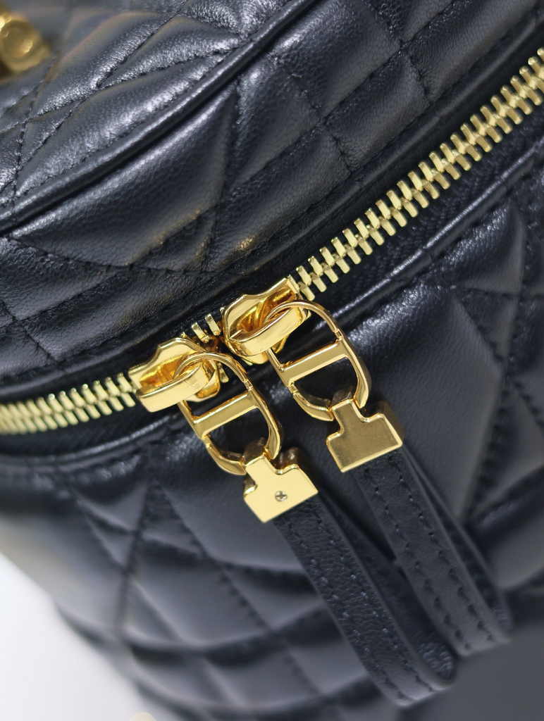 Dior Caro Small Vanity Case S5196 Black Cannage Lambskin