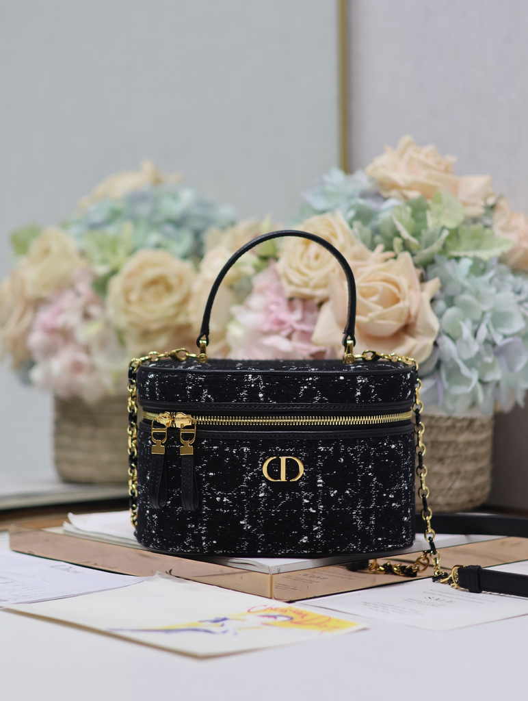 Dior Caro Small Vanity Case S5196 Black Dior Oblique Jacquard