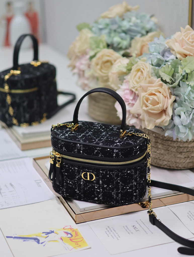 Dior Caro Small Vanity Case S5196 Black Dior Oblique Jacquard