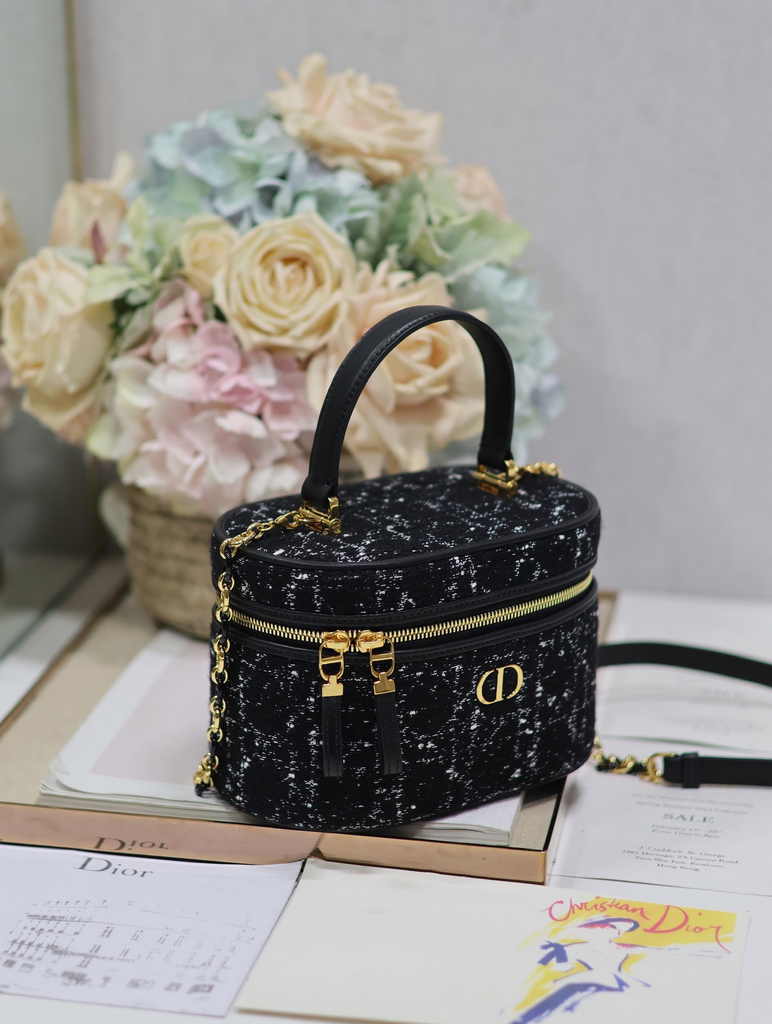 Dior Caro Small Vanity Case S5196 Black Dior Oblique Jacquard