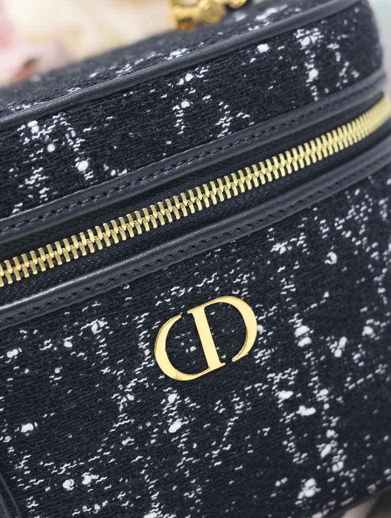 Dior Caro Small Vanity Case S5196 Black Dior Oblique Jacquard