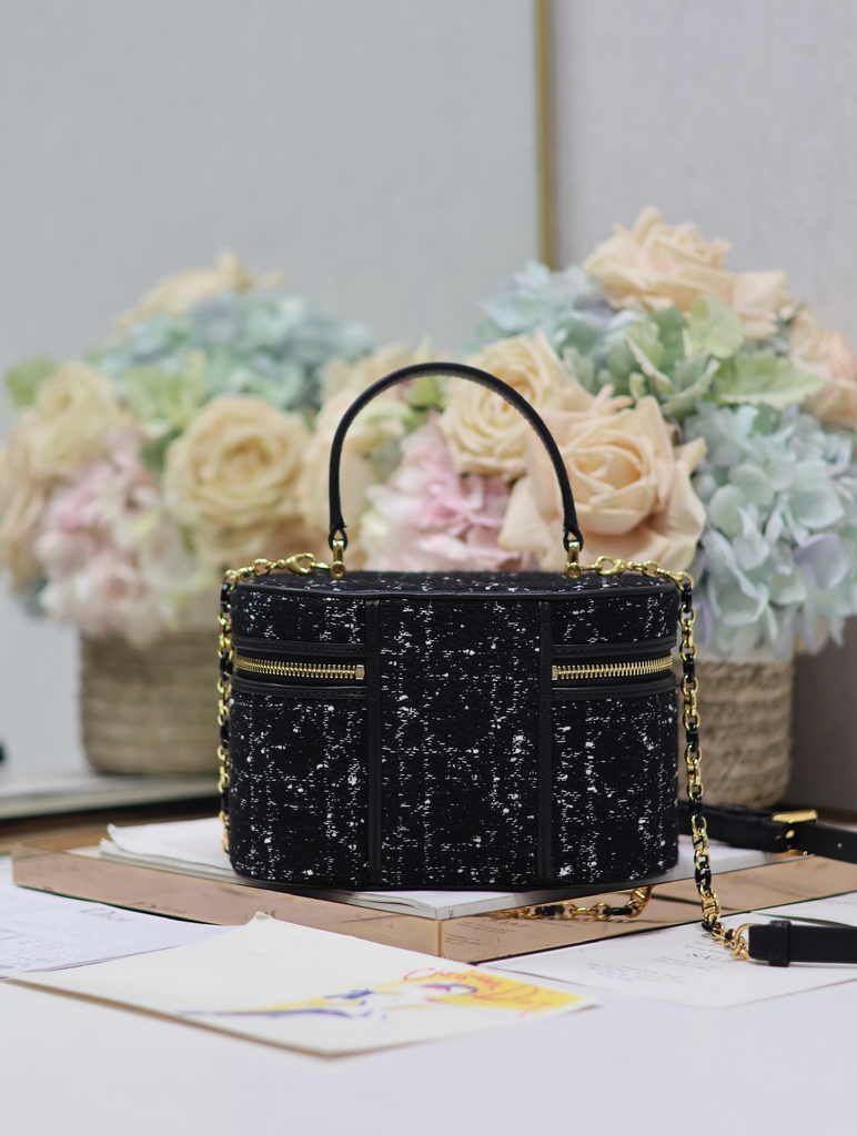 Dior Caro Small Vanity Case S5196 Black Dior Oblique Jacquard