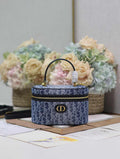 Dior Caro Small Vanity Case S5196 Blue Denim Dior Oblique Jacquard