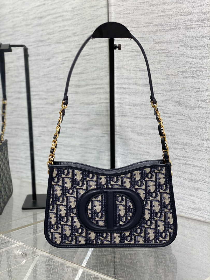 Dior CD Signature Hobo Mini Bag S2213 Blue Dior Oblique Embroidery - Default Title - View 2