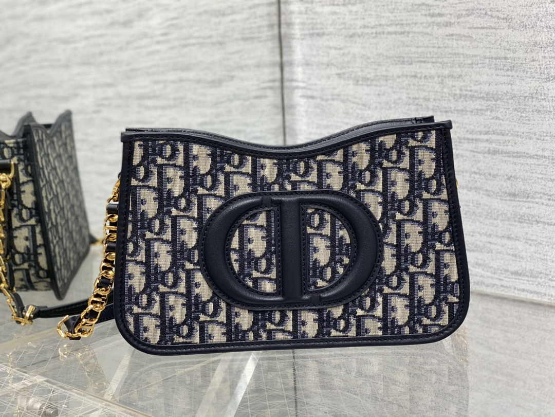 Dior CD Signature Hobo Mini Bag S2213 Blue Dior Oblique Embroidery - Default Title - View 4