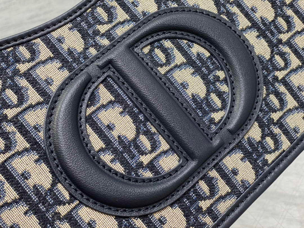 Dior CD Signature Hobo Mini Bag S2213 Blue Dior Oblique Embroidery - Default Title - View 5