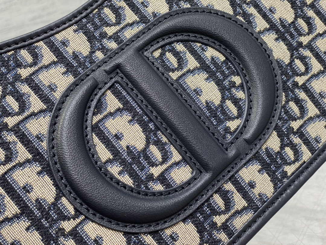 Dior CD Signature Hobo Mini Bag S2213 Blue Dior Oblique Embroidery - Default Title - View 5