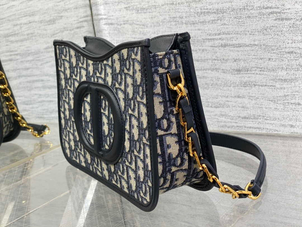 Dior CD Signature Hobo Mini Bag S2213 Blue Dior Oblique Embroidery - Default Title - View 6