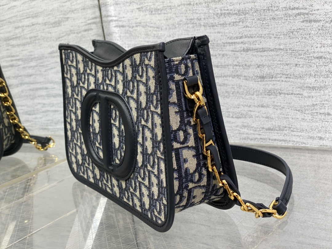 Dior CD Signature Hobo Mini Bag S2213 Blue Dior Oblique Embroidery - Default Title - View 6