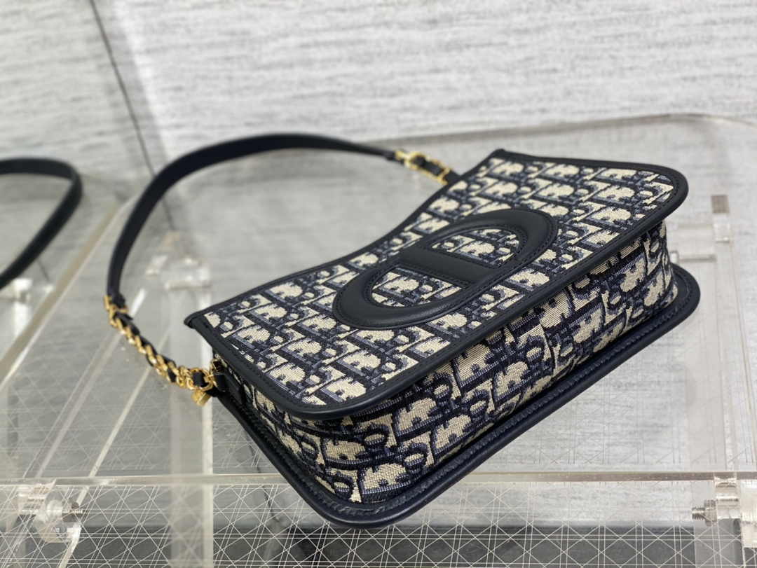 Dior CD Signature Hobo Mini Bag S2213 Blue Dior Oblique Embroidery - Default Title - View 7
