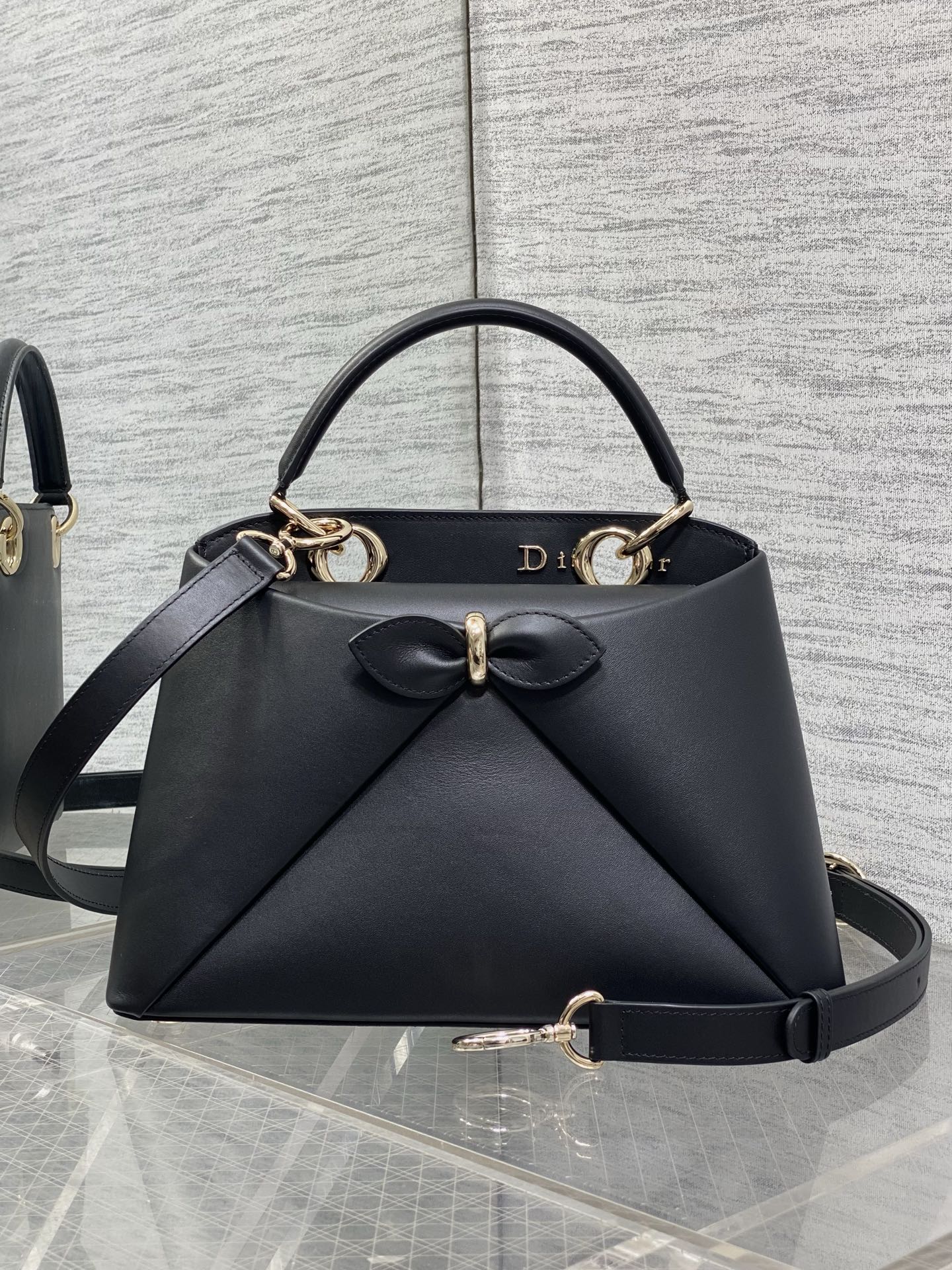 Dior Cigale Black Smooth Calfskin Top Handle Bag with Gold Hardware M0737 - Default Title - View 2