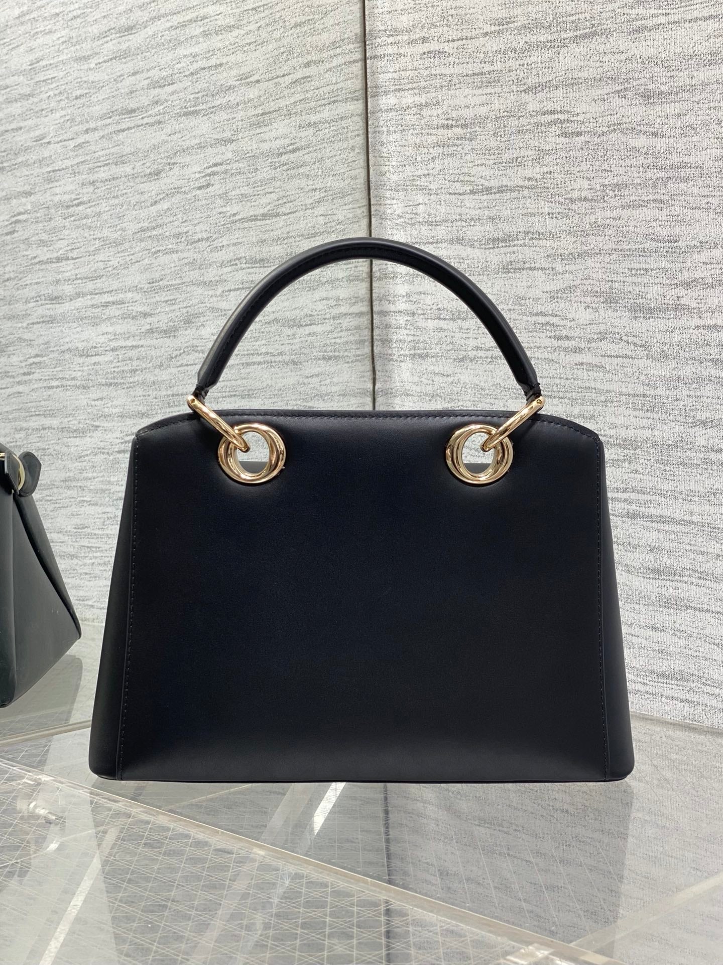 Dior Cigale Black Smooth Calfskin Top Handle Bag with Gold Hardware M0737 - Default Title - View 3