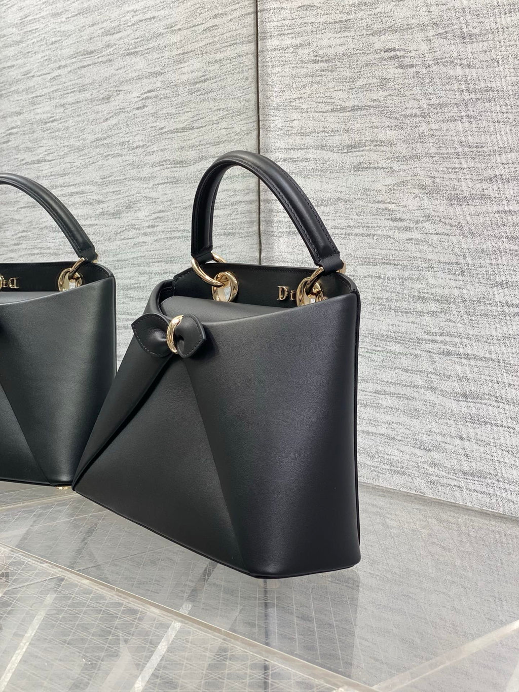 Dior Cigale Black Smooth Calfskin Top Handle Bag with Gold Hardware M0737 - Default Title - View 4