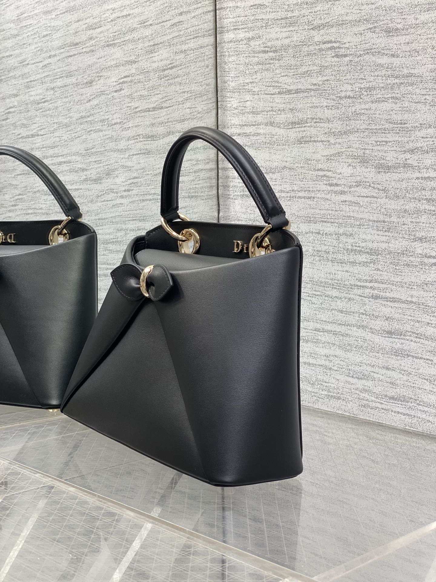 Dior Cigale Black Smooth Calfskin Top Handle Bag with Gold Hardware M0737 - Default Title - View 4