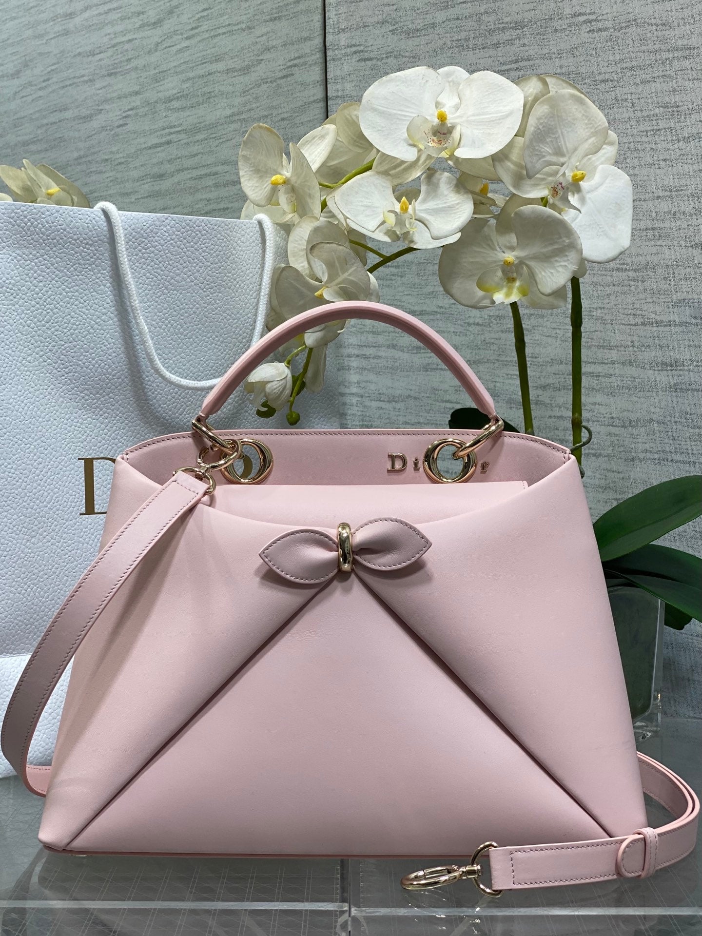 Dior Cigale Large Pink Smooth Calfskin Top Handle Bag M0738 - Default Title - View 1