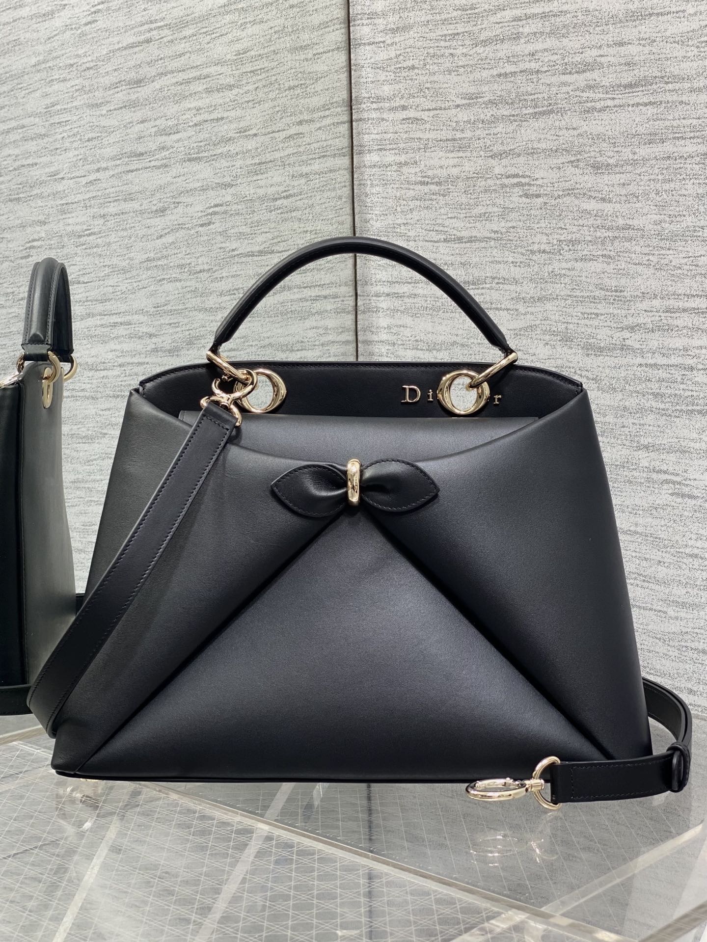 Dior Cigale Large Black Smooth Calfskin Top Handle Bag with Gold Hardware M0738 - Default Title - View 2