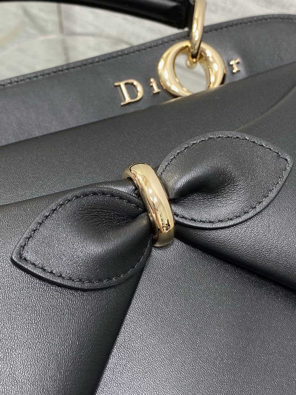 Dior Cigale Large Black Smooth Calfskin Top Handle Bag with Gold Hardware M0738 - Default Title - View 7