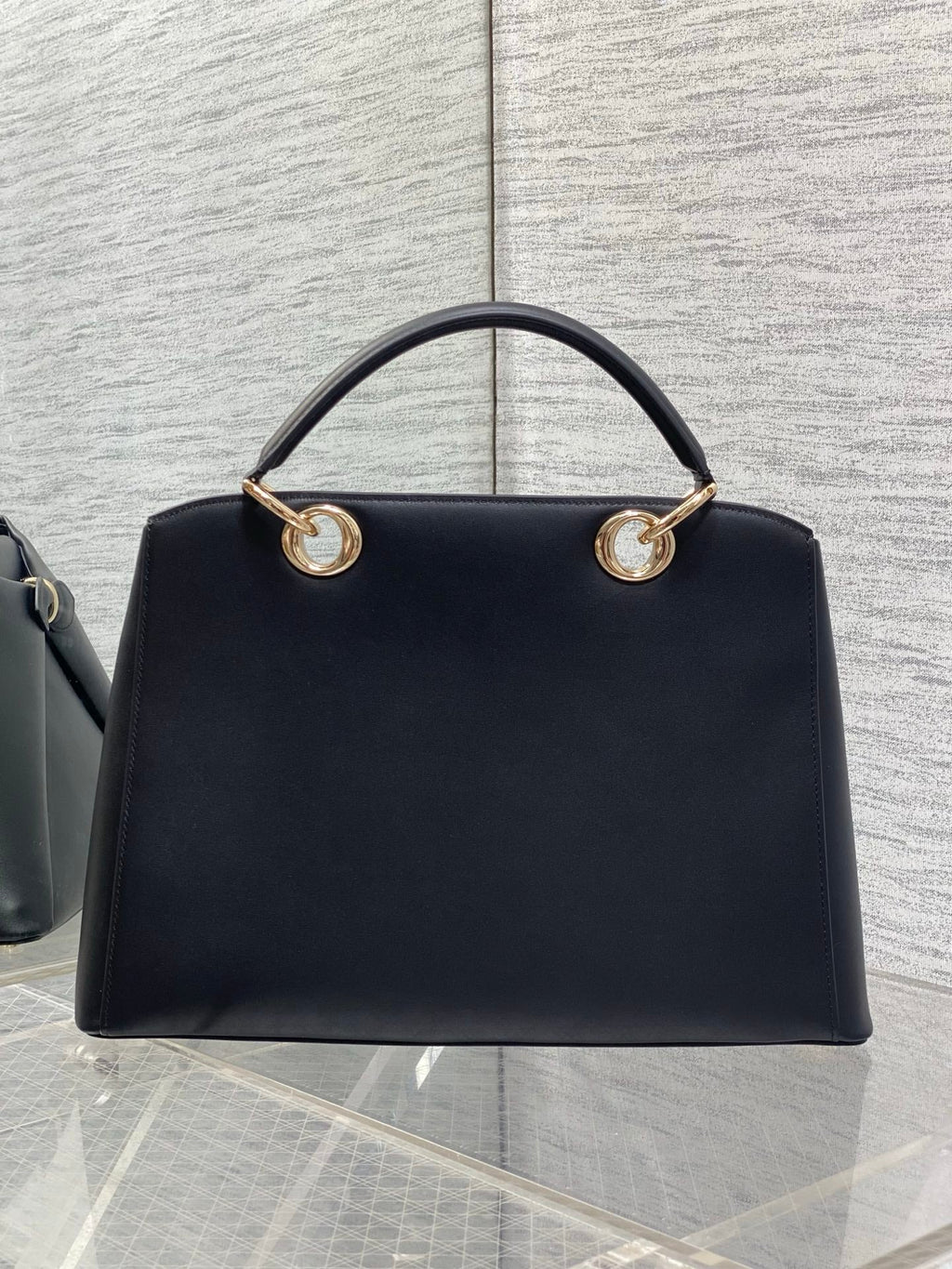Dior Cigale Large Black Smooth Calfskin Top Handle Bag with Gold Hardware M0738 - Default Title - View 3