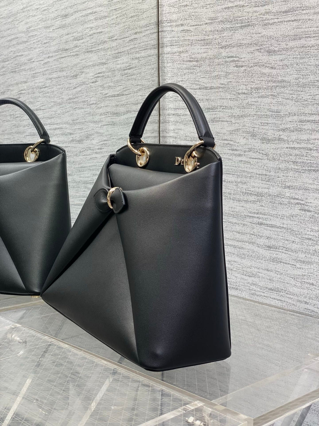 Dior Cigale Large Black Smooth Calfskin Top Handle Bag with Gold Hardware M0738 - Default Title - View 4