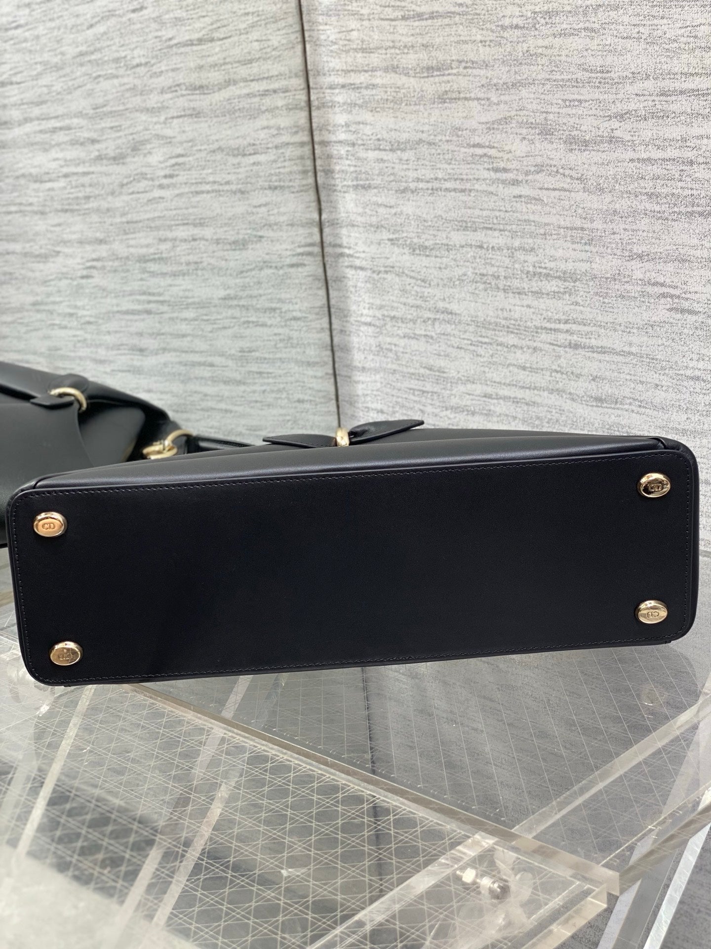 Dior Cigale Large Black Smooth Calfskin Top Handle Bag with Gold Hardware M0738 - Default Title - View 5