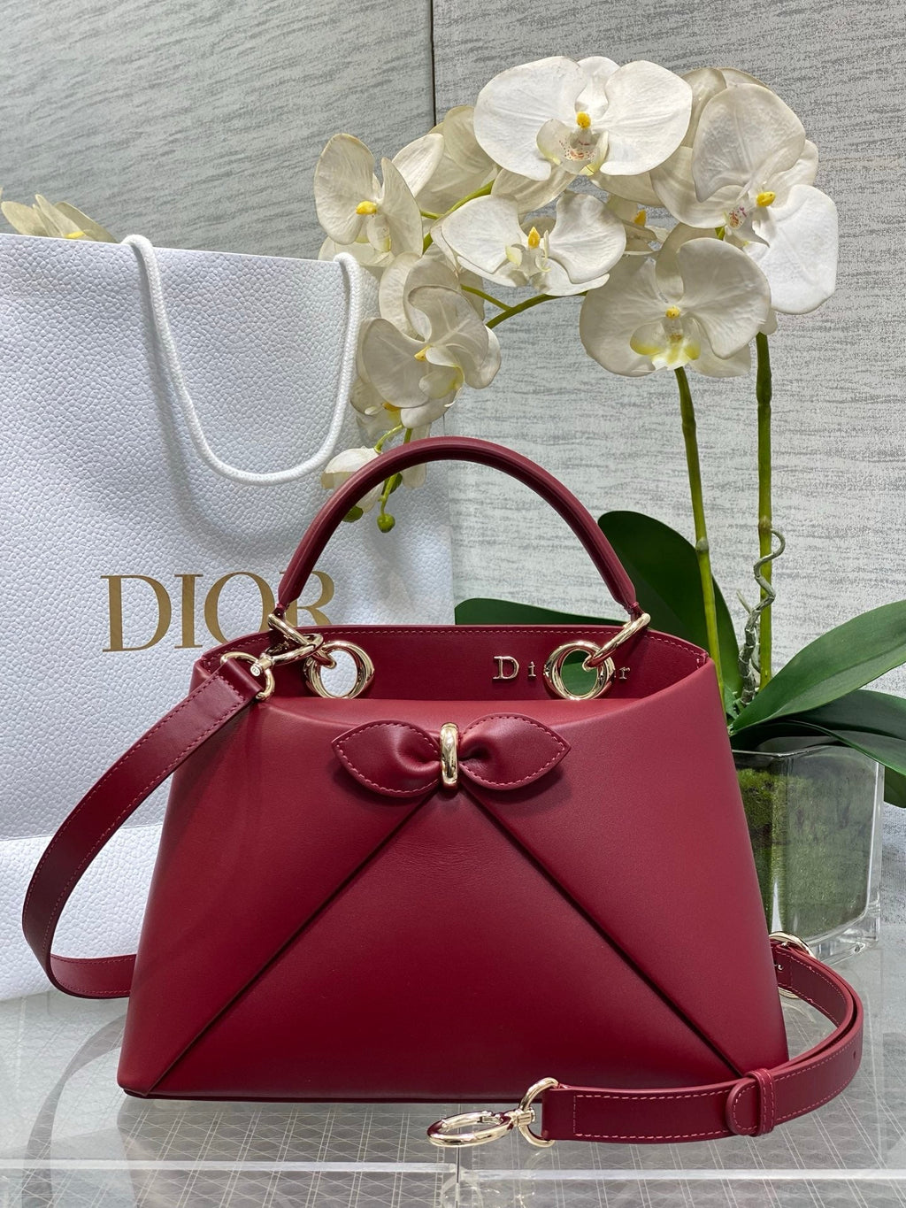 Dior Cigale Red Smooth Calfskin Top Handle Bag M0737 - Default Title - View 1