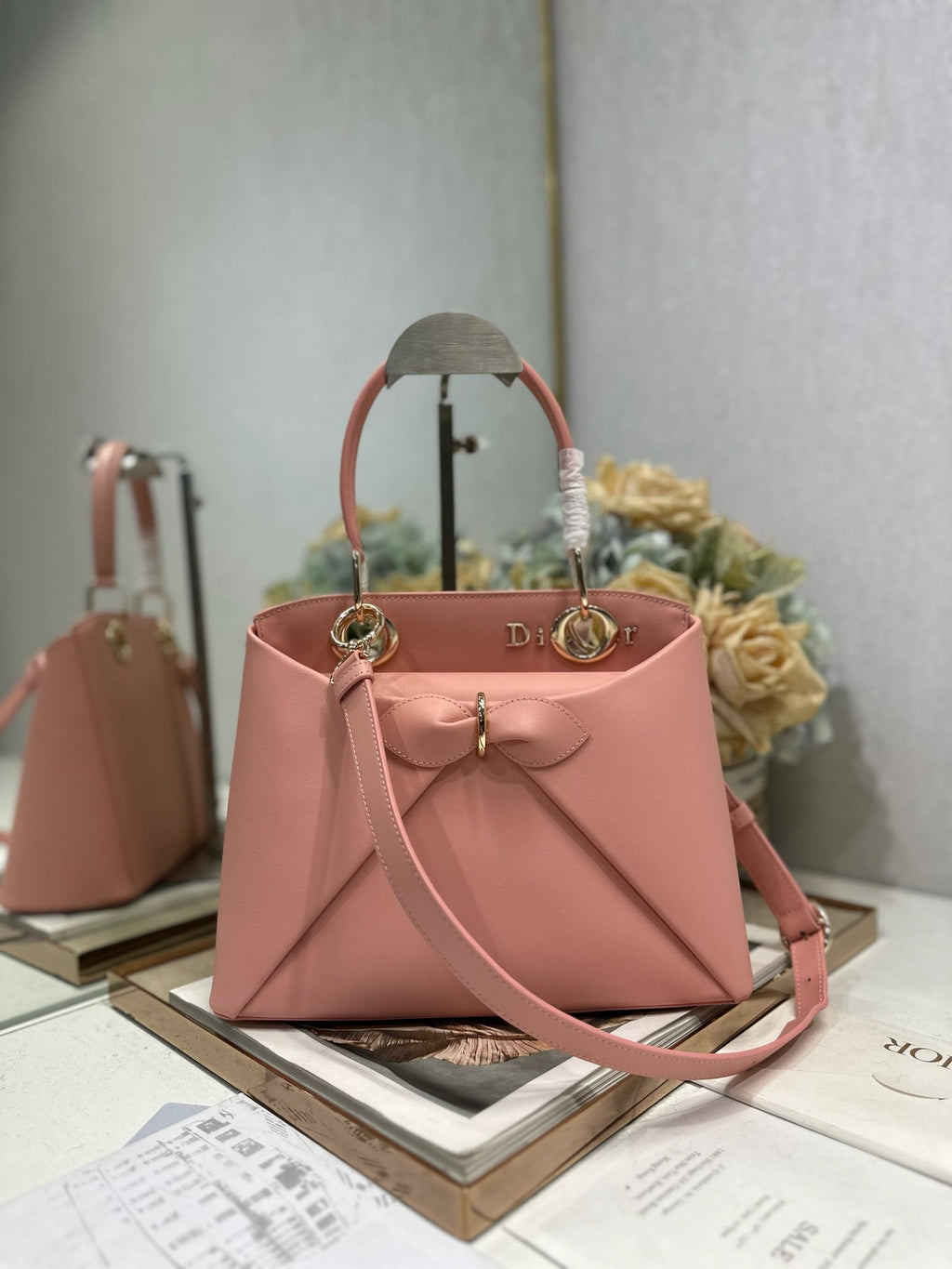 Dior Cigale Light Pink Smooth Calfskin Top Handle Bag M0737 - Default Title - View 1